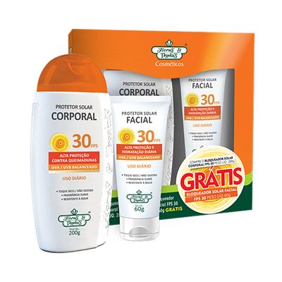 Kit-Protetor-Solar-Flores---Vegetais-Protetor-Corporal-200g--FPS-30-Gratis-Protetor-Facial-60g--FPS-30 Kit-Protetor-Solar-Flores---Vegetais-Protetor-Corporal-200g--FPS-30-Gratis-Protetor-Facial-60g--FPS-30
