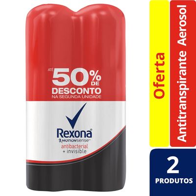 Kit-Desodorante-Rexona-Aero-c-2-Feminino-Antibacterial-Invisible--50--de-desconto-na-2ªUn.- Kit-Desodorante-Rexona-Aero-c-2-Feminino-Antibacterial-Invisible--50--de-desconto-na-2ªUn.-