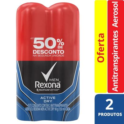 Kit-Desodorante-Rexona-Aero-c-2-Masculino-Active--50--de-desconto-na-2°-Uni.- Kit-Desodorante-Rexona-Aero-c-2-Masculino-Active--50--de-desconto-na-2°-Uni.-