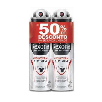 Kit-Desodorante-Rexona-Aero-c-2-Masculino-Antibacterial-Invisible--50--de-desconto-na-2ªUn.- Kit-Desodorante-Rexona-Aero-c-2-Masculino-Antibacterial-Invisible--50--de-desconto-na-2ªUn.-