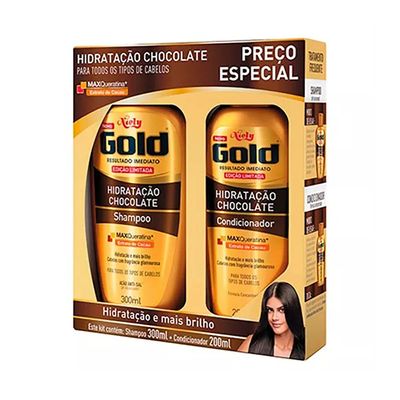 Kit-Niely-Gold-Hidratacao-Chocolate-Shampoo-300ml---Condicionador-200ml