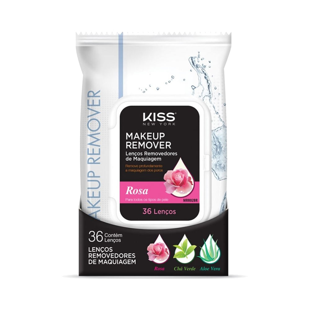 Lenço Removedor de Maquiagem Kiss New York Rosas