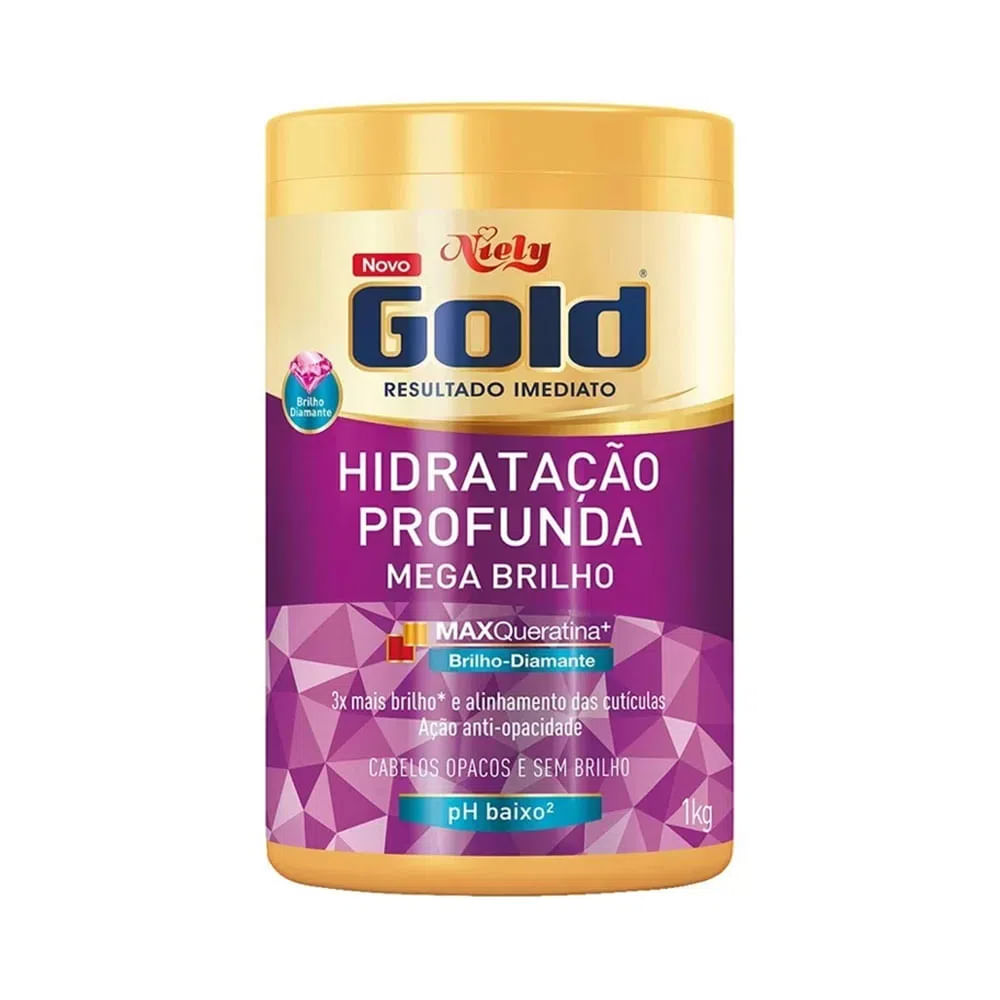 Máscara Capilar Concentrada Niely Gold Mega Brilho 1000g Leo Cosméticos leocosmeticos