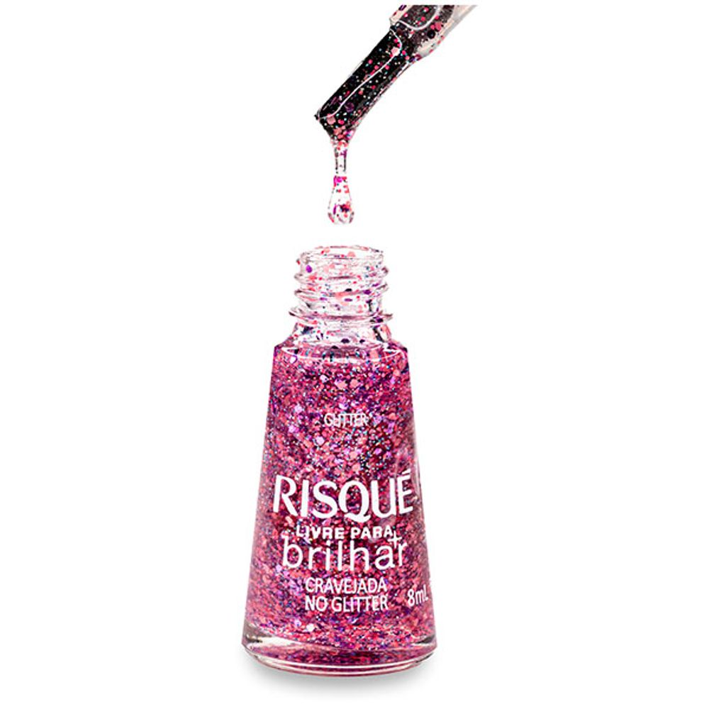 Esmalte Risqué Livre Para Brilhar Cravejada no Glitter 8ml - leocosmeticos